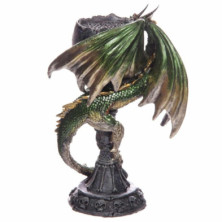 imagen 3 de portavelas copa decorativa calavera y dragón verde