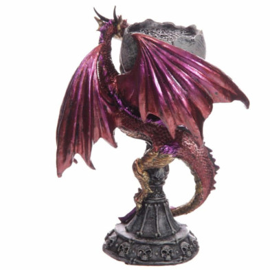 imagen 2 de portavelas copa decorativa calavera y dragón rojo
