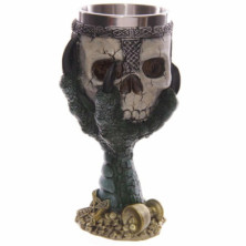 Copa decorativa calavera y garra de dragón verde 