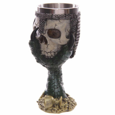 imagen 1 de copa decorativa calavera y garra de dragón verde