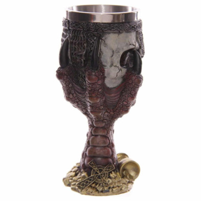 imagen 1 de copa decorativa calavera y garra de dragón rojo