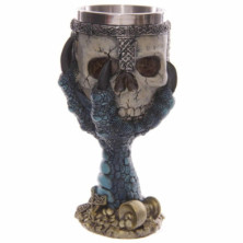 Imagen copa decorativa calavera y garra de dragón azul