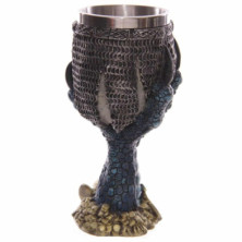imagen 2 de copa decorativa calavera y garra de dragón azul