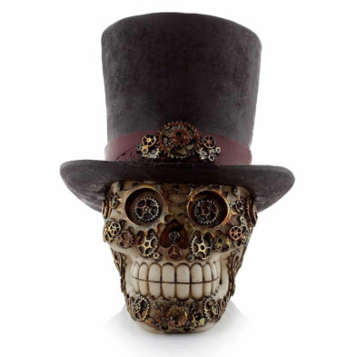 imagen 1 de figura calavera decorativa steampunk con sombrero