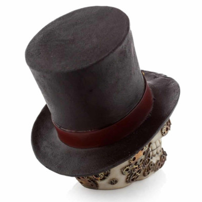imagen 3 de figura calavera decorativa steampunk con sombrero