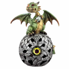 Imagen figura dragón y bola de decoración celta verde