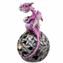 imagen 4 de figura dragón y bola de decoración celta rosa