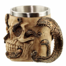 imagen 1 de jarra decorativa calavera con pulpo de bronce