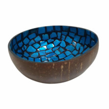 Imagen cuenco de cáscara de coco craqueado azul