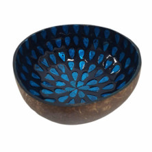 Imagen cuenco de cáscara de coco lagrimas azules