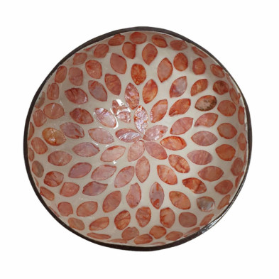 imagen 1 de cuenco de cáscara de coco hojas naranjas