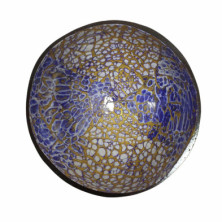 imagen 1 de cuenco de cáscara de coco azul dorado