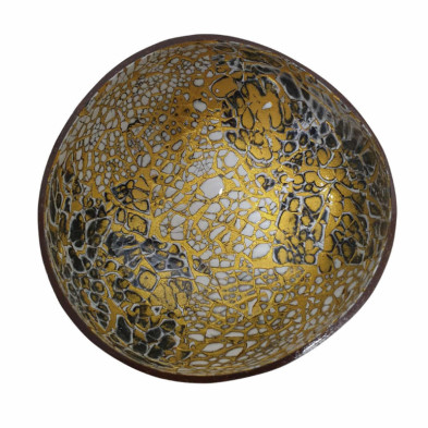 imagen 1 de cuenco de cáscara de coco negro oro