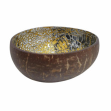 imagen 2 de cuenco de cáscara de coco negro oro
