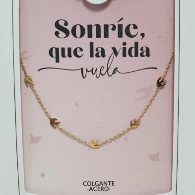 imagen 1 de colgante de acero dorado sonríe que la