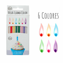 VELAS LLAMAS COLOR 6 PIEZAS
