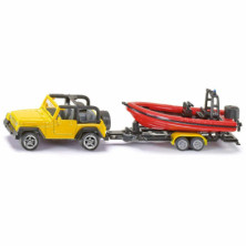 JEEP CON LANCHA SIKU 167x33x42MM CON REMOLQUE METÁLICO