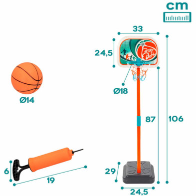 imagen 3 de canasta de baloncesto con balón 33x29x106cm