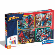 Imagen puzzle spiderman 4 en 1 de 12 a 24 piezas clemento