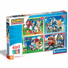 Imagen puzzle sonic 4 en 1 de 12 a 24 piezas clementoni