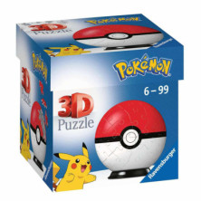 Imagen puzzle 3d pokémon poké ball 54 piezas ravensburg