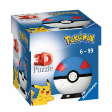Imagen puzzle 3d pokémon poké ball azul 54 piezas ravensb