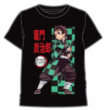 CAMISETA DEMON SLAYER TANJIRO CUADROS NEGRO