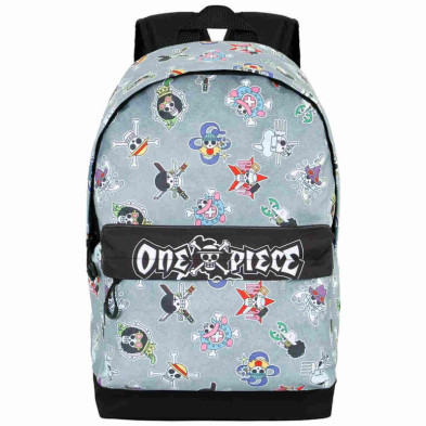 imagen 1 de mochila urbana one piece con símbolos de calaveras