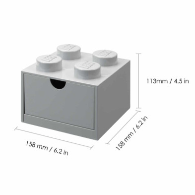 imagen 2 de caja lego ladrillo gris 16x16x12cm drawer desk 4