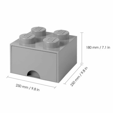 imagen 4 de caja lego ladrillo gris 25x25x18cm drawer 4