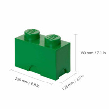imagen 1 de caja lego verde forma de bloque 12.5x25x18cm
