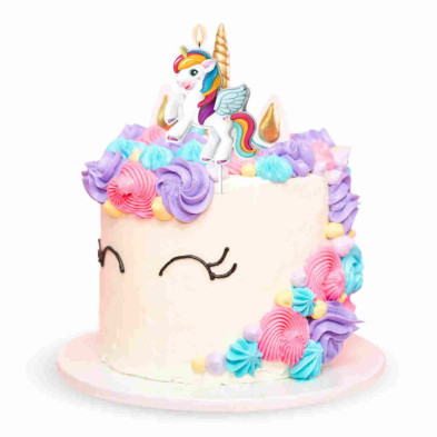 imagen 3 de vela para cumpleaños de unicornio 8x6.2cm