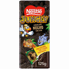 Imagen tableta chocolate jungly negro con galleta 125gr