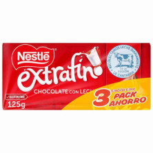Imagen tableta chocolate nestlé extrafino 125gr pack 3