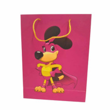 Imagen bolsa papel 190gr mouse fondo fucsia 26x9x34cm 6u