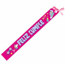 Imagen banda infantil feliz cumple 135x8cm pvc