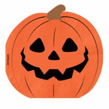 Imagen servilleta doble capa forma calabaza 33x33cm papel