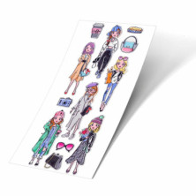 Imagen stickers desfile de moda lamina adhesiva 10x25cm