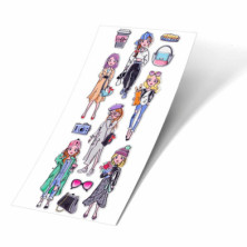 STICKERS DESFILE DE MODA LAMINA ADHESIVA 10X25CM