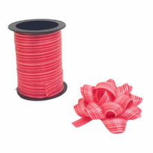 Imagen lazos y bobina dec rayas color rojo 10 metros