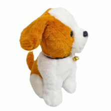 imagen 2 de perro de peluche 25cm con cascabel marrón/blanco