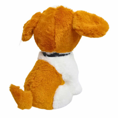 imagen 3 de perro de peluche 25cm con cascabel marrón/blanco