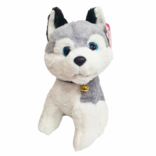 PERRO DE PELUCHE 25CM CON CASCABEL GRIS