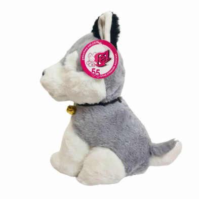 imagen 1 de perro de peluche 25cm con cascabel gris