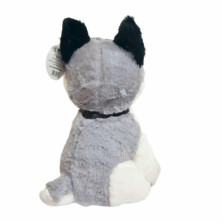 imagen 2 de perro de peluche 25cm con cascabel gris