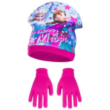 Imagen pack gorro y guantes rosa frozen anna y elsa