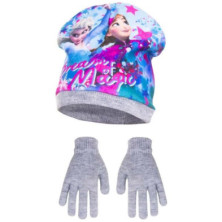 Imagen pack gorro y guantes gris frozen anna y elsa