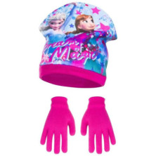 PACK GORRO Y GUANTES ROSA FROZEN ANNA Y ELSA