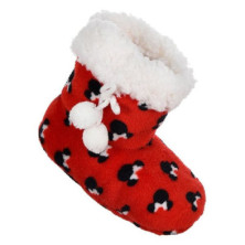 PANTUFLAS MINNIE MOUSE ALTAS ROJAS TOPOS