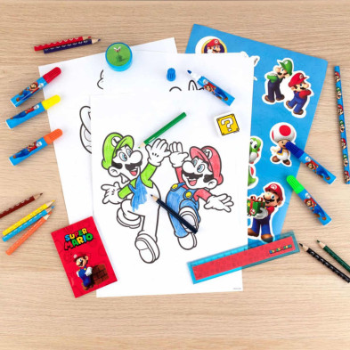 Imagen 1 set de papelería super mario 35 piezas